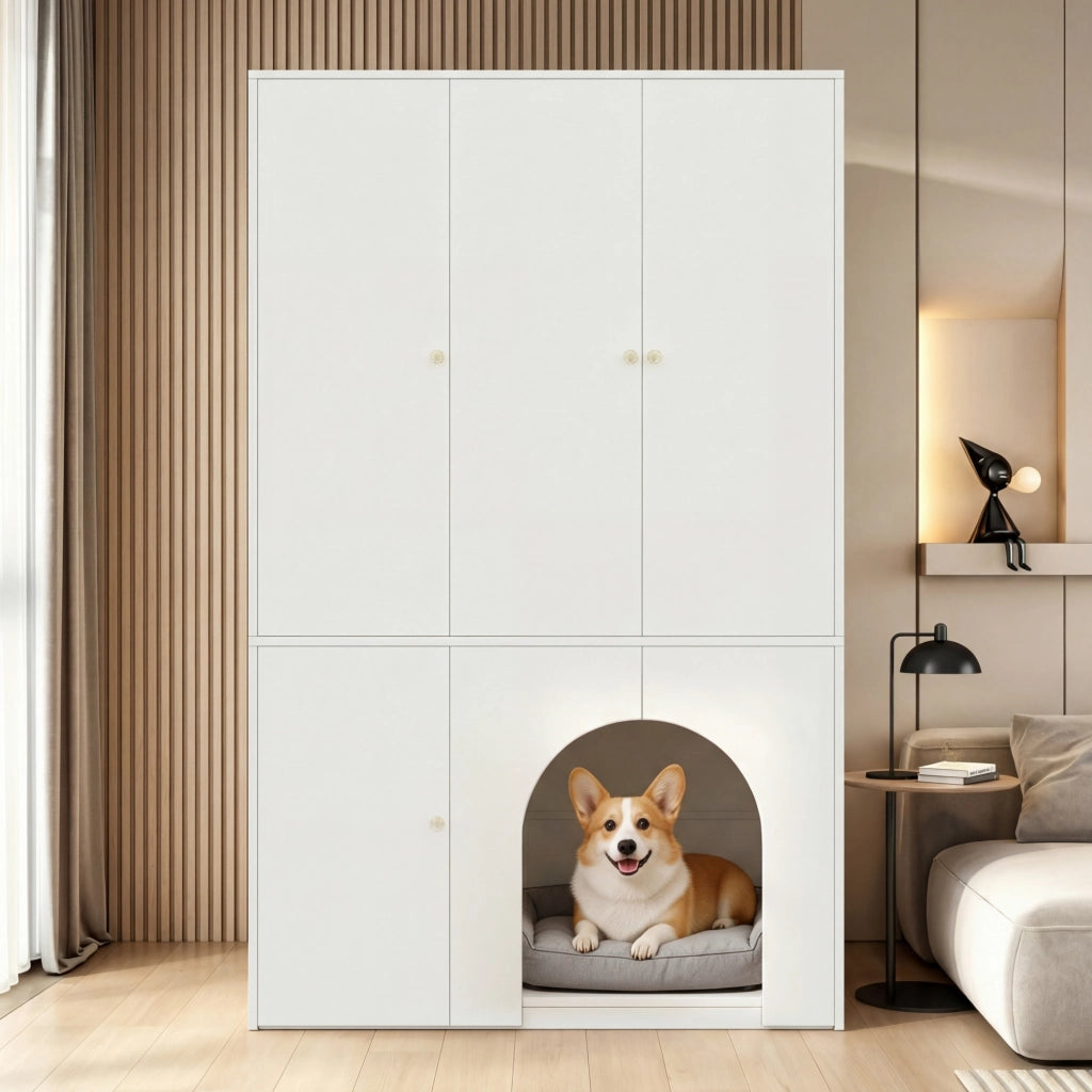 Armadio a 3 ante con asta appendiabiti e ripiani nicchia ad arco per camera da letto in MDF bianco 120 × 50 × 200 cm