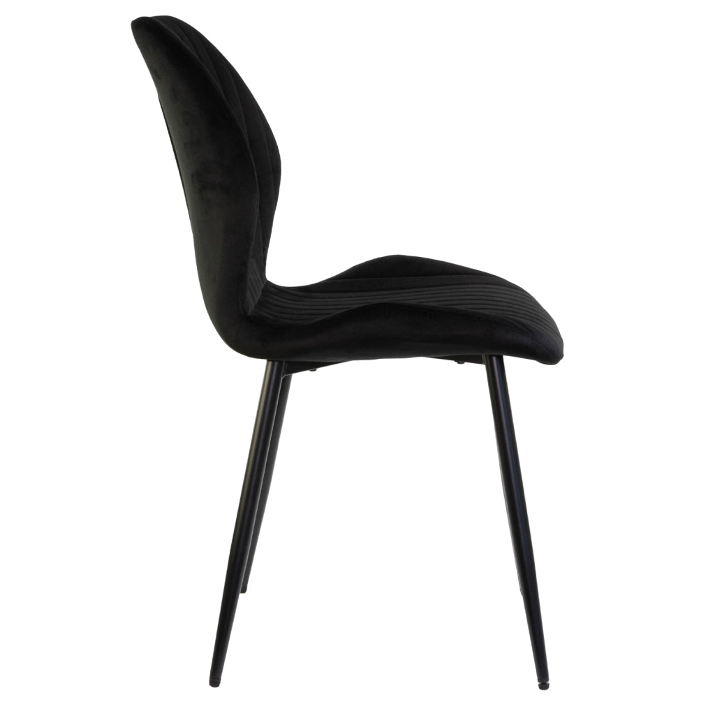 Sedia in Velluto con Struttura in Metallo Nero e Seduta Imbottita Ravello, Poltroncina di Design Moderno ed Ergo 1 Sedia