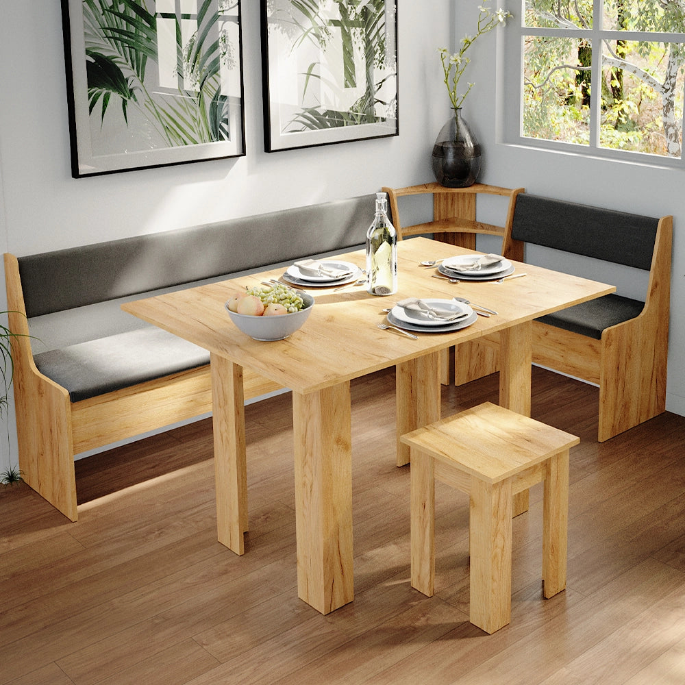 Vicco Gruppo panca ad angolo Quercia dorata 210 x 120 cm con tavolo