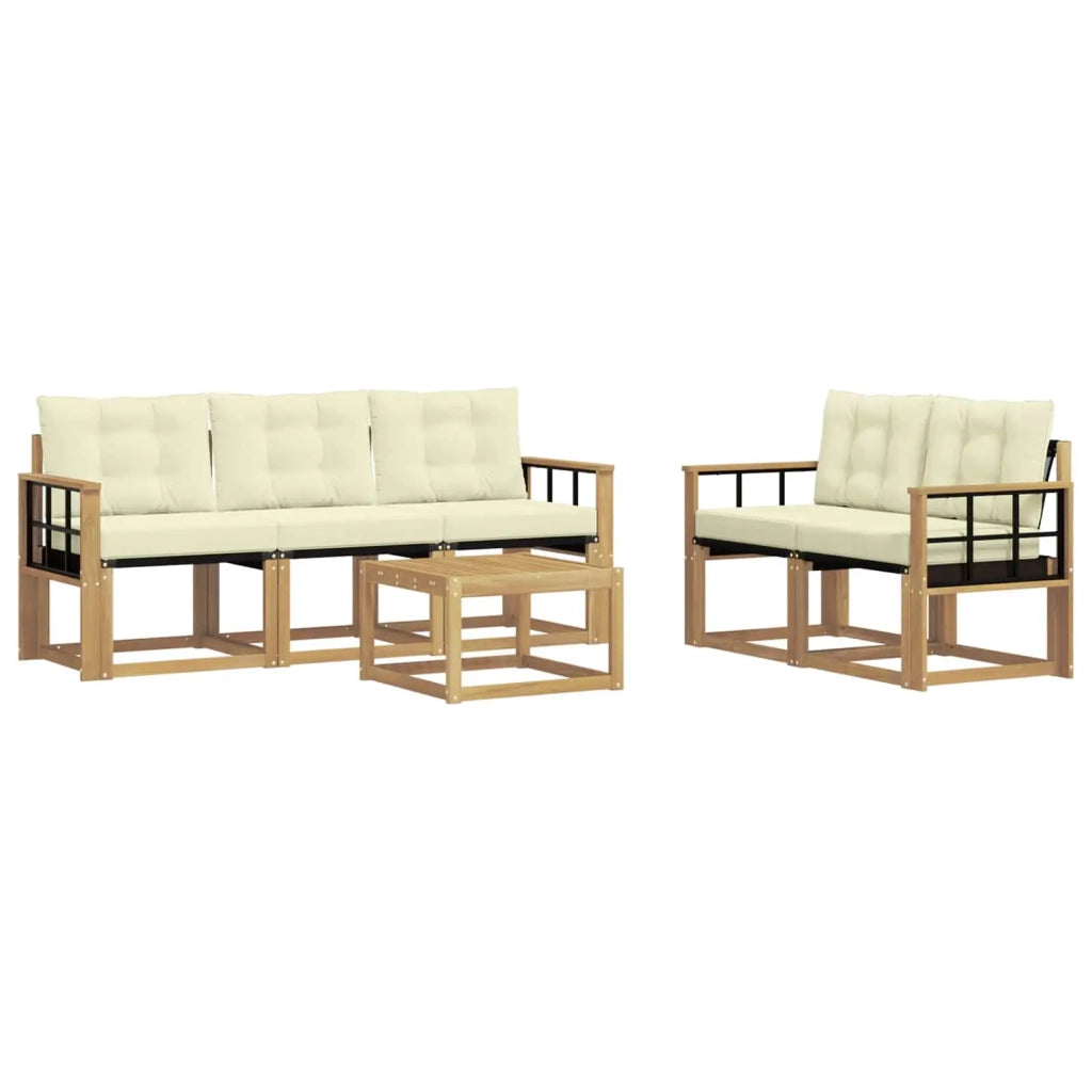 Set di divani da esterno con cuscino 6 pcs Bianco e Crema 3389216