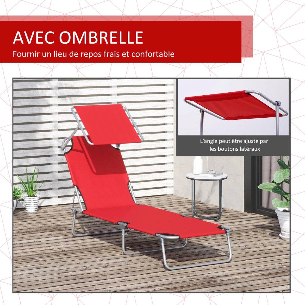 Chaise Longue Pieghevole ¨C zephmum ¨C Rosso, 187x58x36 cm