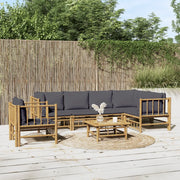 Set Salotto da Giardino 7pz con Cuscini Grigio Scuro BambÃ¹cod mxl 124269