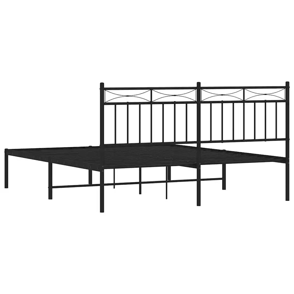 Giroletto con Testiera in Metallo Nero 150x200 cm