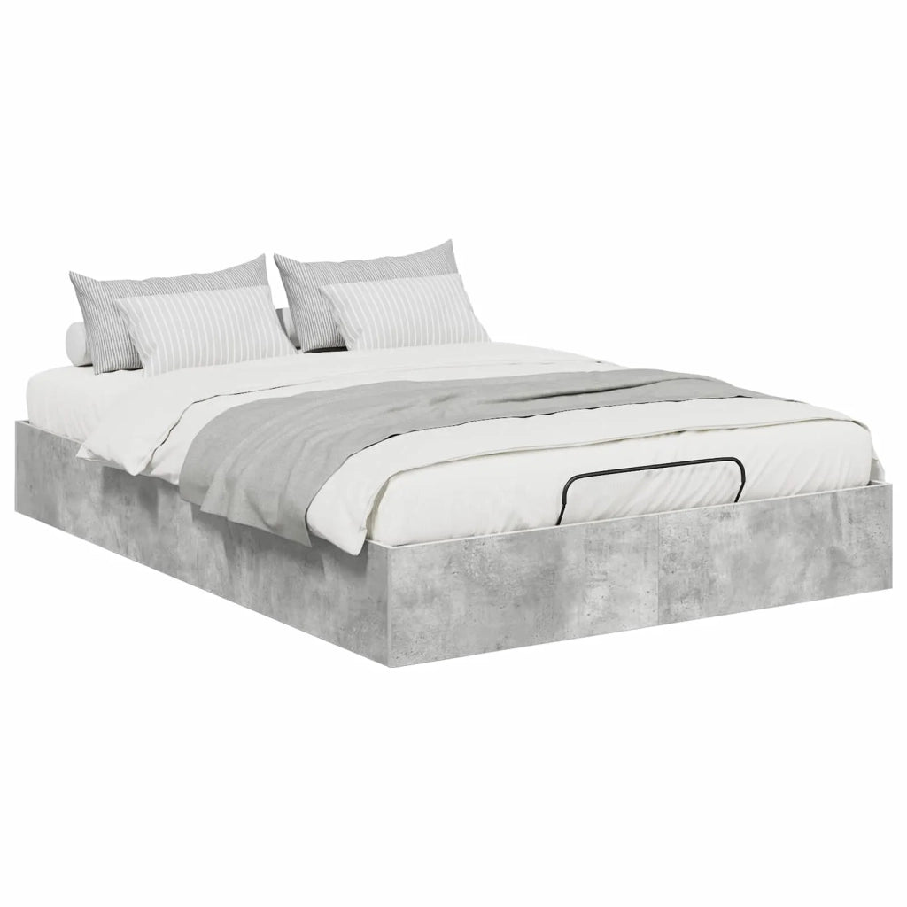 Letto ottomano Grigio cemento 135 x 190 cm Legno multistrato