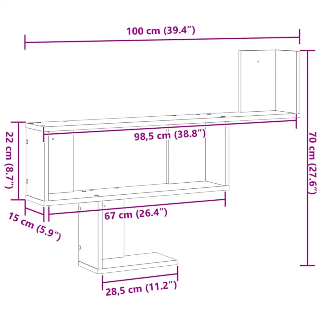 Scaffale a Parete Nero 100x15x70 cm in Truciolato 853199