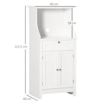 Mobile Cucina per Microonde con Cassetto e Armadietto 2 Ante, 60x40x122.5 cm, Bianco