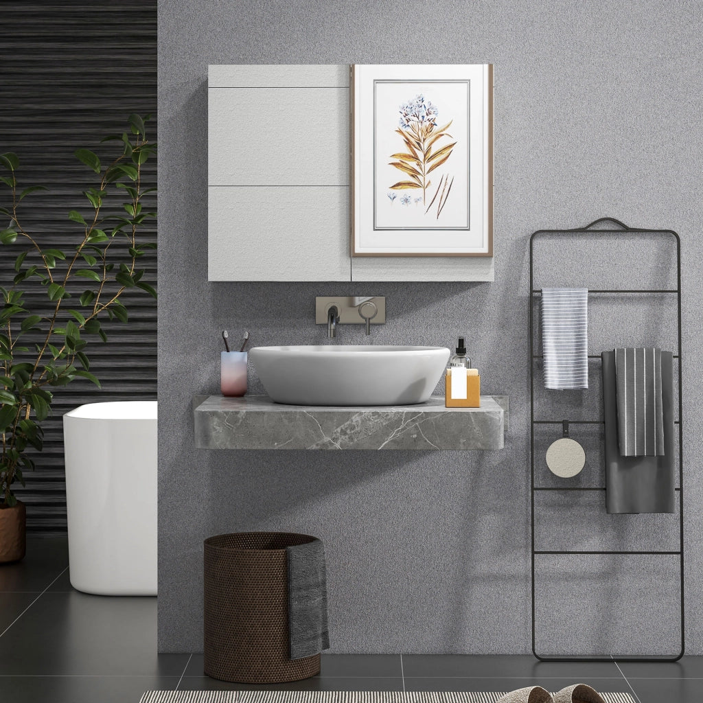 Armadio da bagno con specchio ¨C zephmum ¨C 80x15x60cm grigio