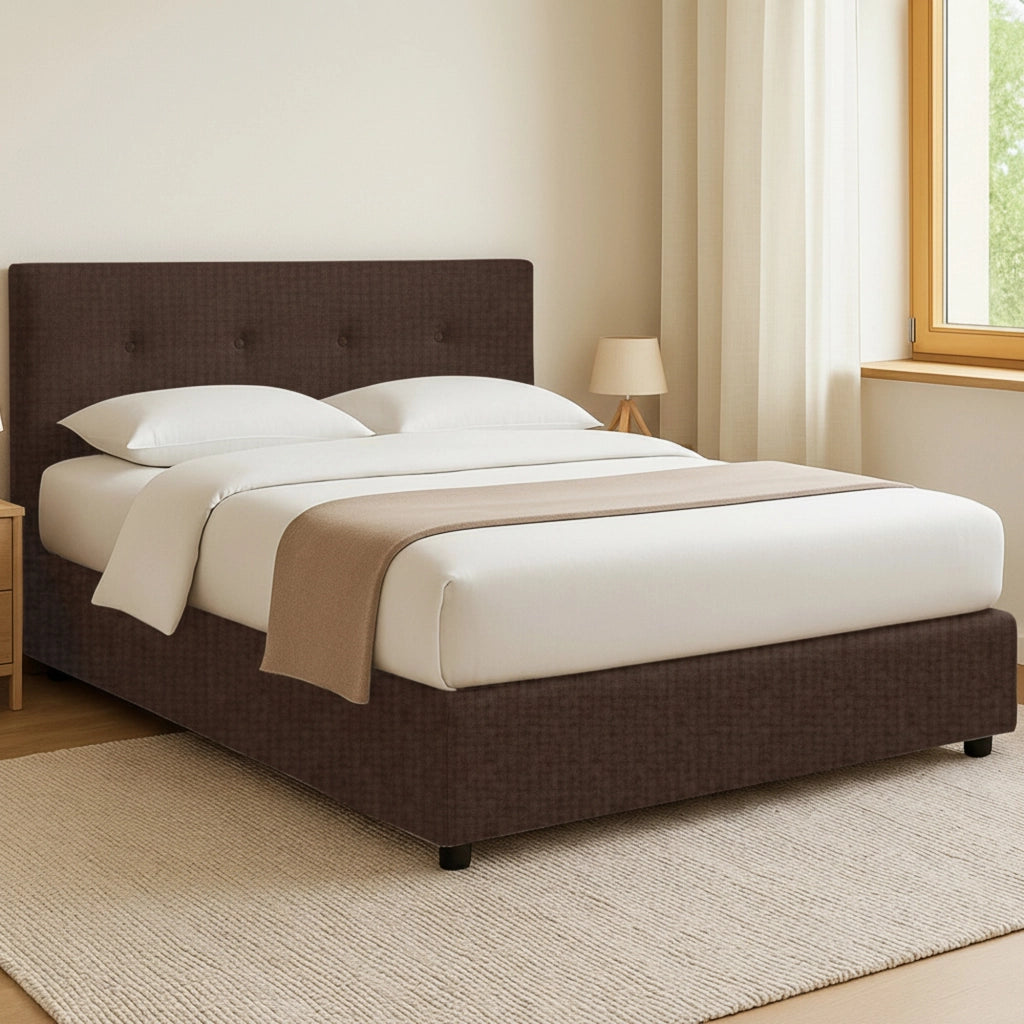 Luton, Letto Piazza e Mezza Sfoderabile Made in Italy, Marrone