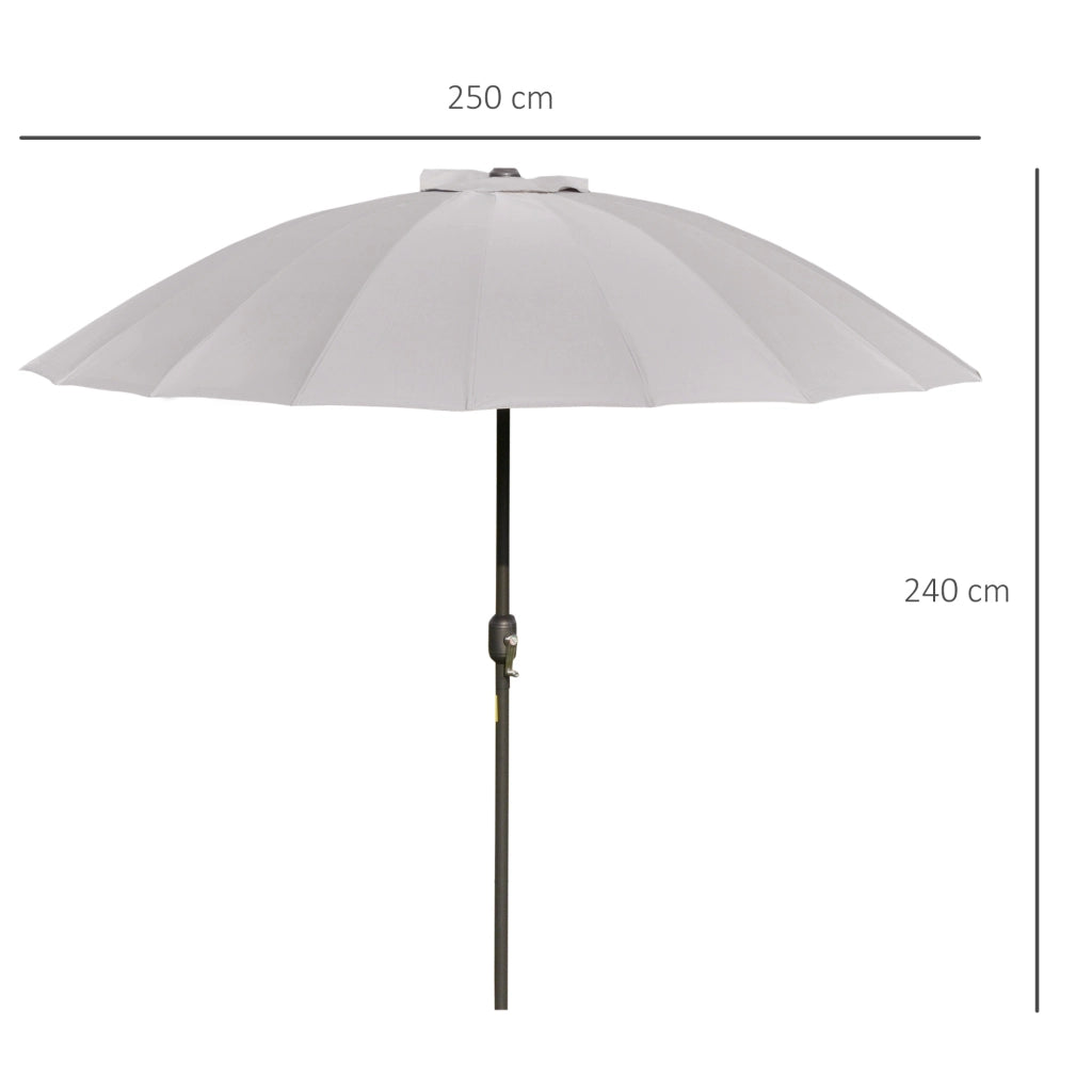 Ombrellone da Giardino e Terrazza 2.5x2.5 m a Manovella con 18 Stecche e Inclinabile, Grigio