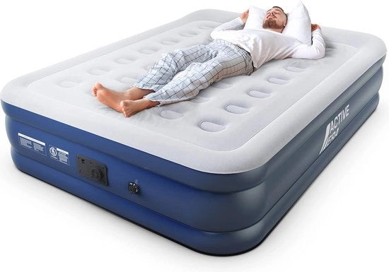 Letto a due posti con compressore e cuscino integrato – 203x152x48 cm