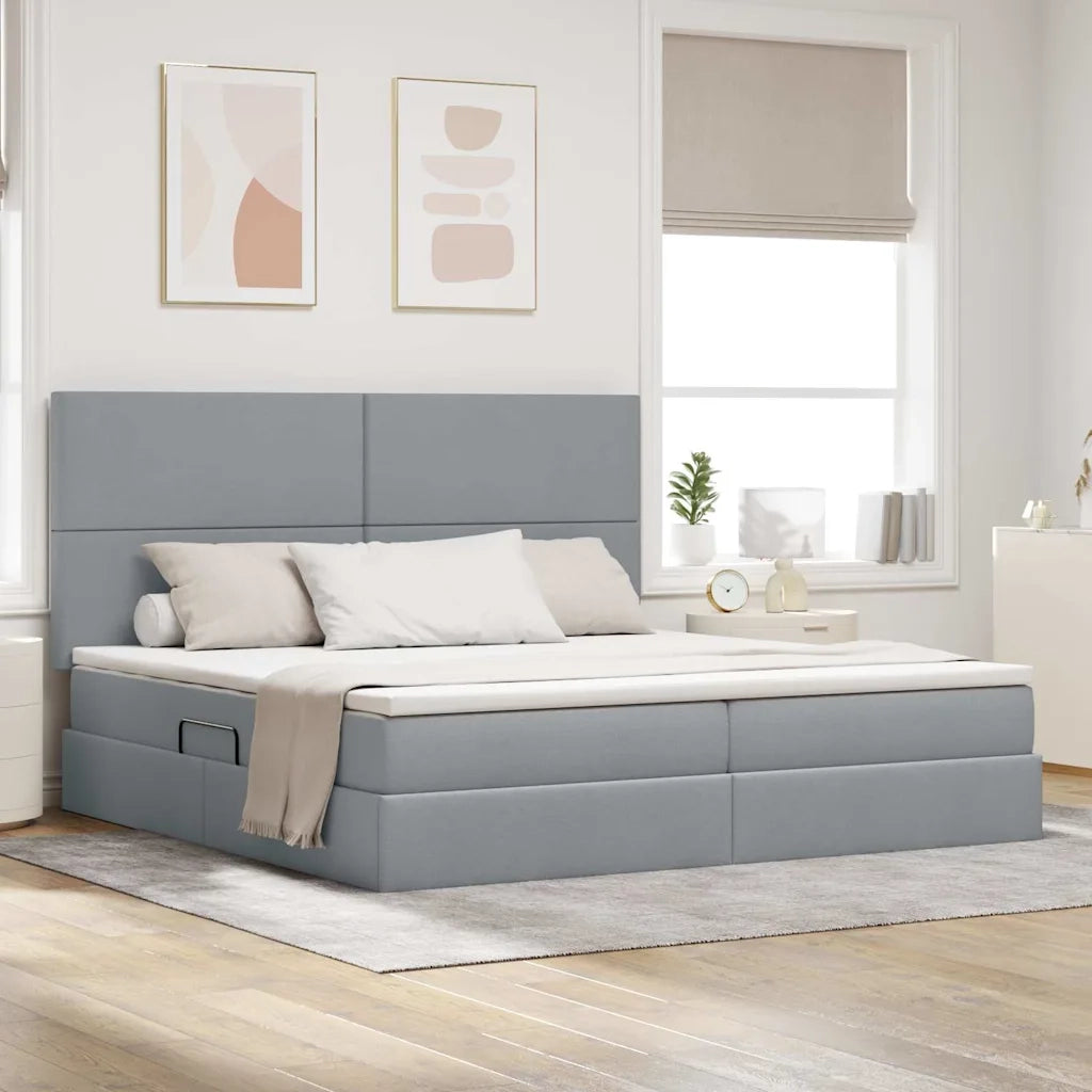 Letto con contenitore e LED con led Grigio chiaro 200 x 200 cm