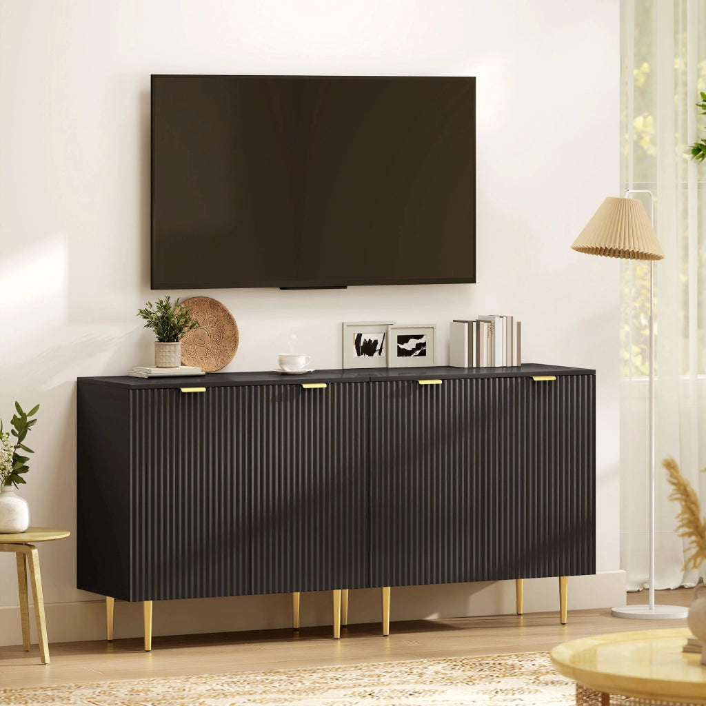 Credenza da cucina con 2 ante e scaffale regolabile ¨C Minimal ¨C nero 80x40x80 cm