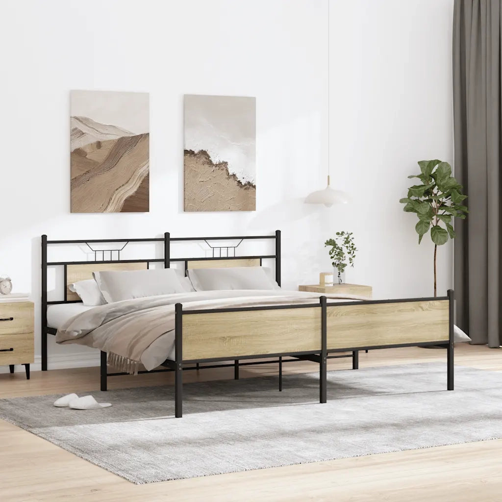 Giroletto senza Materaso in Metallo Rovere Sonoma 160x200 cm 3325124
