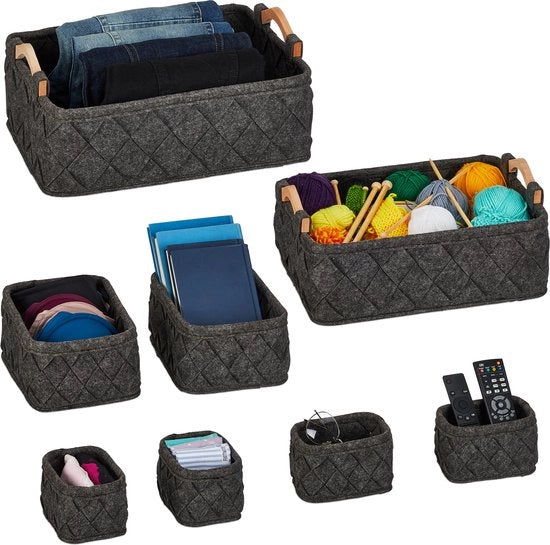 Set di organizzatore per armadio - 8 pezzi - 4 dimensioni - organizzatore per capi di biancheria intima - grigio scuro