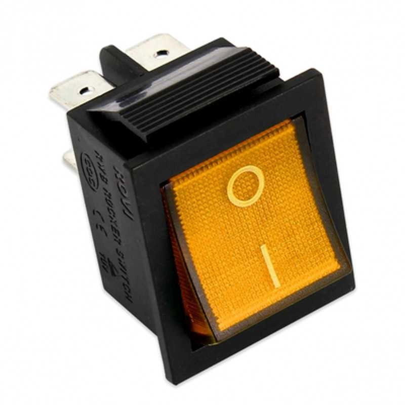 INTERRUTTORE LUMINOSO GIALLO BIPOLARE 4C 220V 16A UNIVERSALE VARI USI - UNIVERSALE