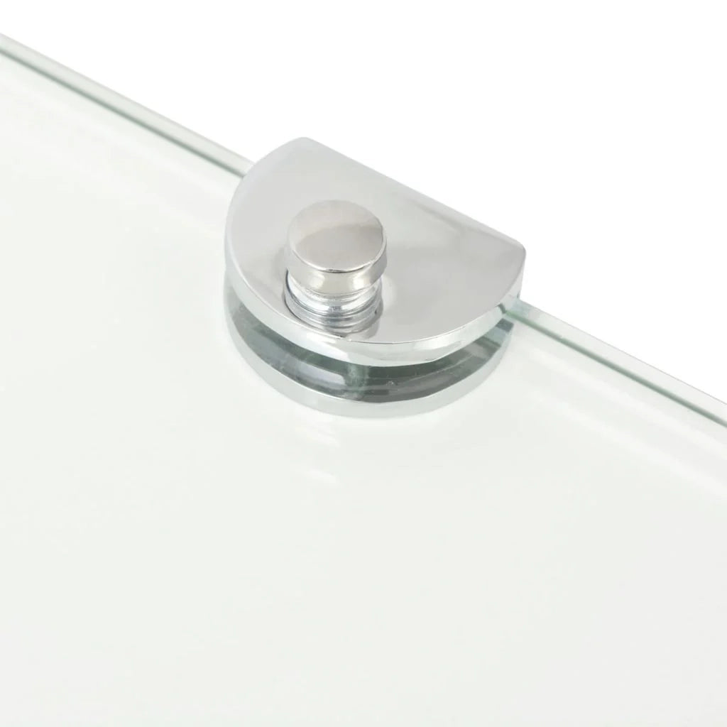 Mensola angolare con staffe cromate e vetro trasparente 45x45 cm 2702219/2