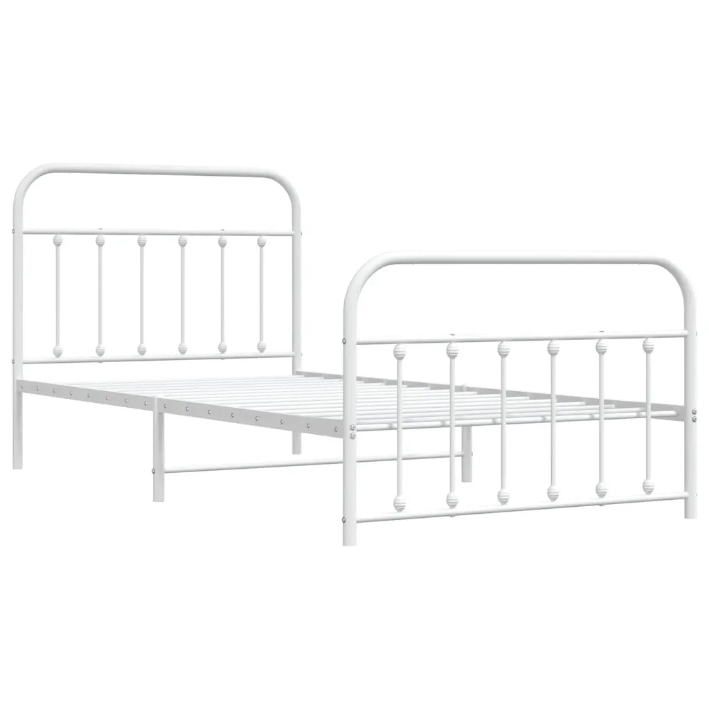 Giroletto con Testiera e Pediera Metallo Bianco 107x203 cm