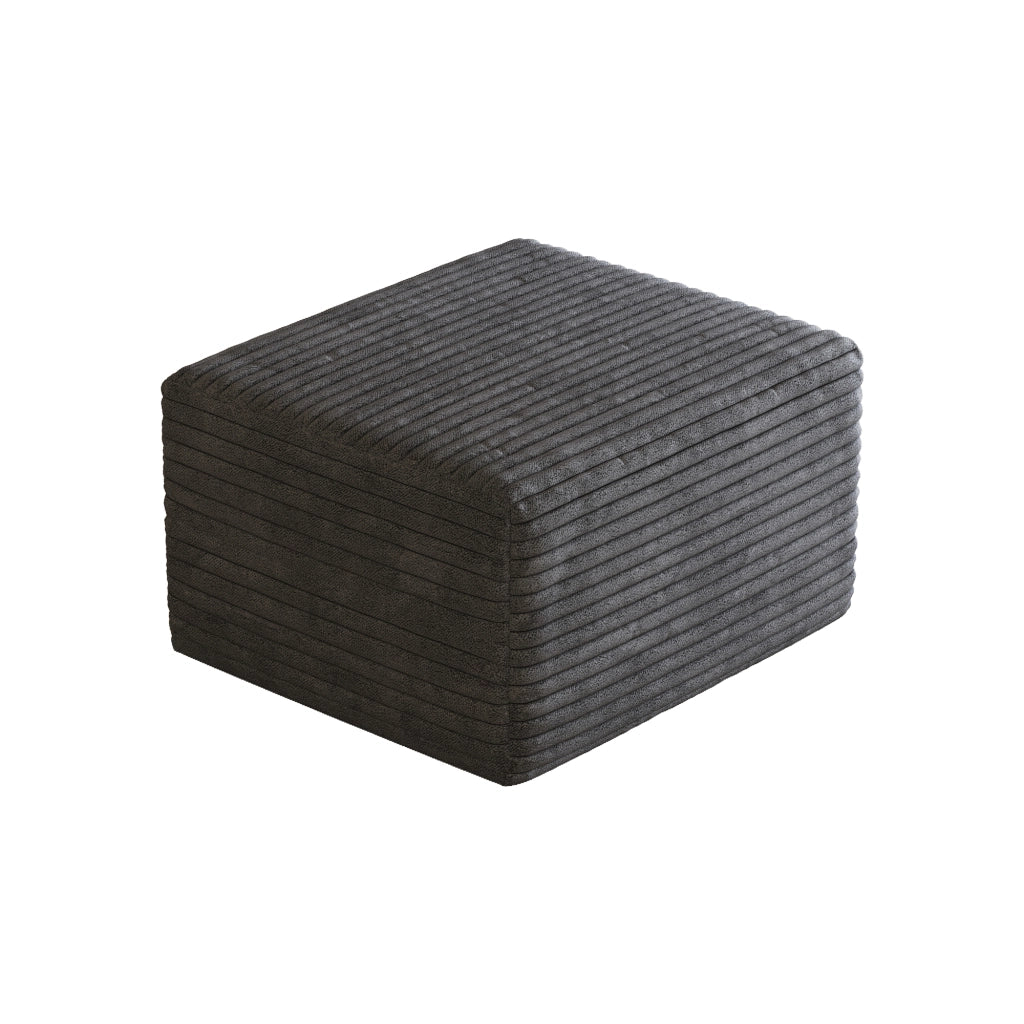 Pouf Ottoman con schiuma ad alta elasticità, tessuto a coste rigate, Tessuto, Grigio scuro