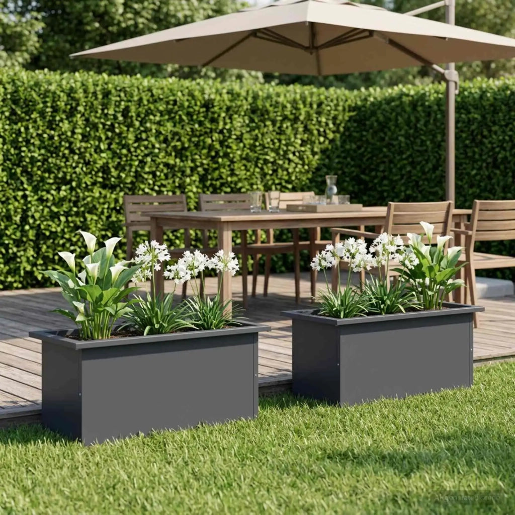 Fioriera da giardino con LED 2 pz Antracite 30 x 60 x 30 cm 8008089
