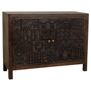 Credenza in legno scolpito nero 120x40x90