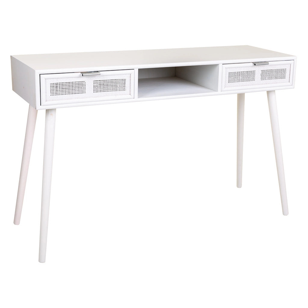 Mobile da ingresso in legno e griglia bianca 120x42x79h