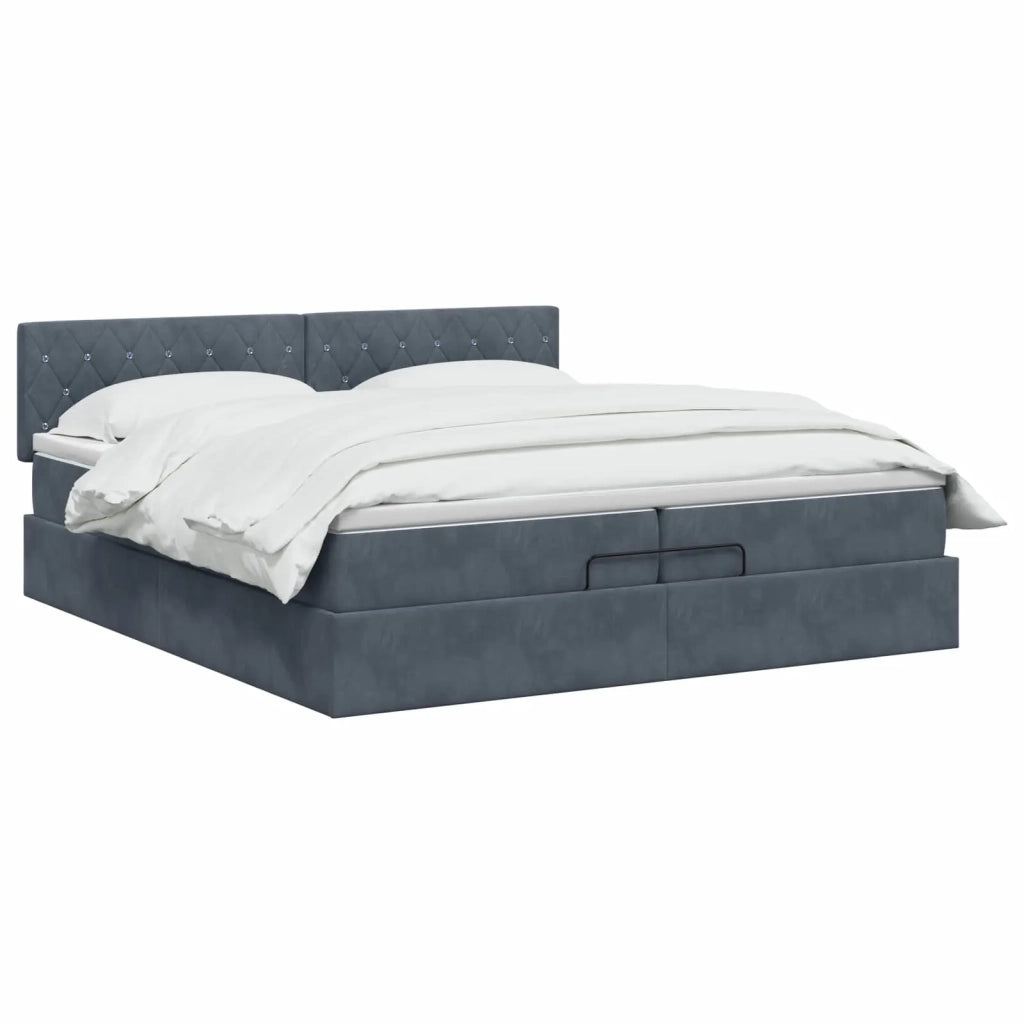 Letto ottomano con materasso Grigio Scuro 200 x 200 cm Velluto 3456508