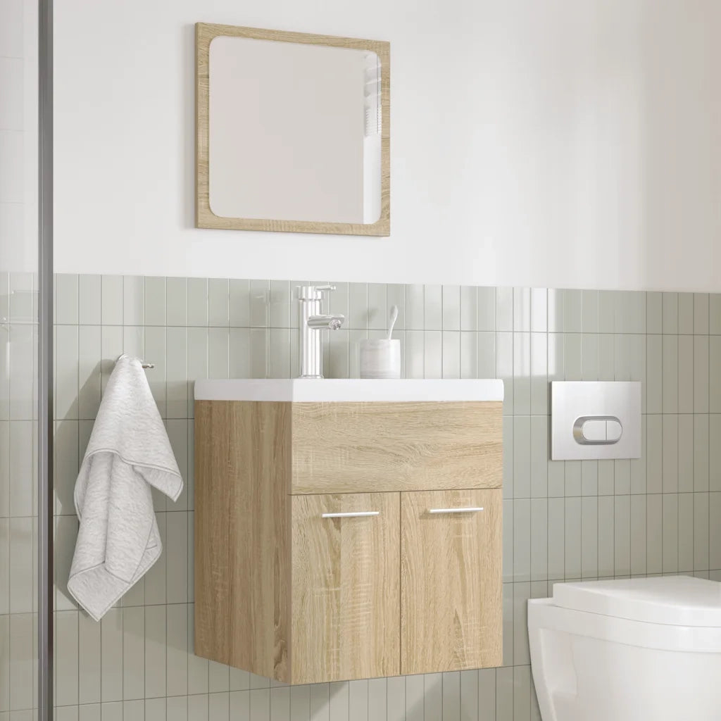 Set Mobili da Bagno 3 pz Rovere Sonoma in Legno Multistrato 3325017