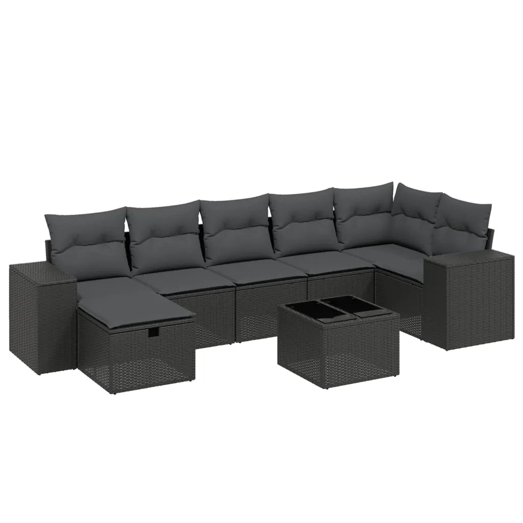 Set Divani da Giardino con Cuscini 8 pz Nero in Polyrattan 3264461