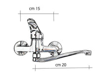 Rubinetto miscelatore per bagno o cucina con attacco a parete