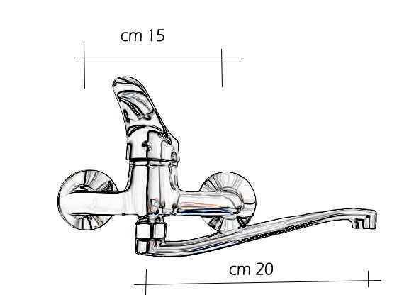 Rubinetto miscelatore per bagno o cucina con attacco a parete
