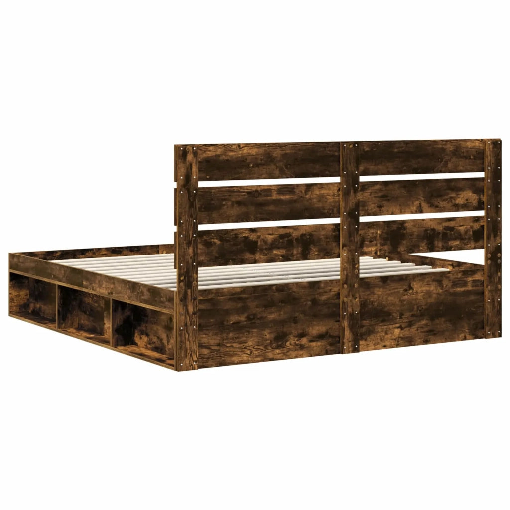 Struttura del letto Rovere fumé 200 x 200 cm Pino massello 3411708