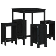 Set Bar da Giardino 5 pz | Set Salotto da Giardino Nero in Legno Massello di Pino