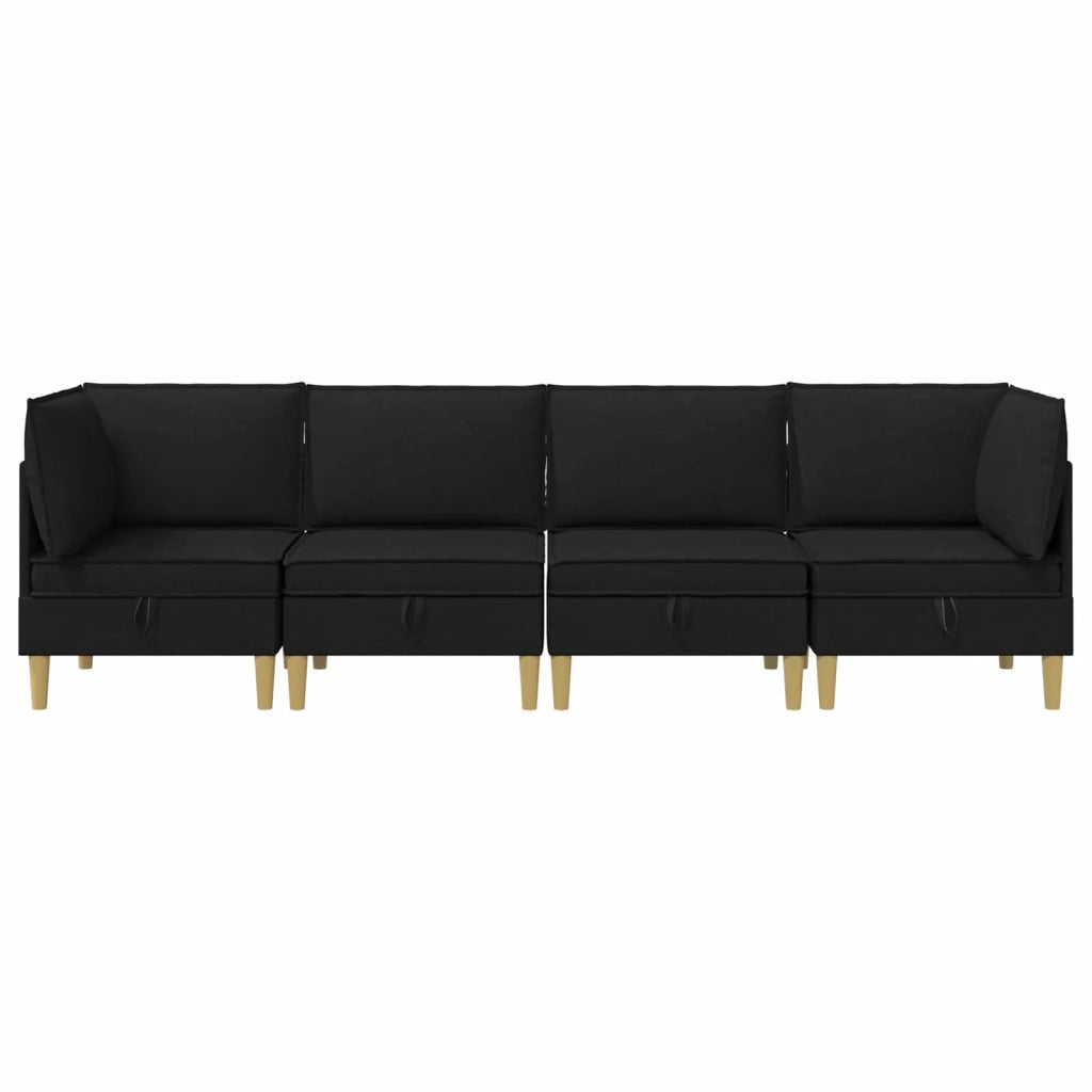 Set di mobili per il soggiorno con cuscino 4 pcs Nero Tessuto 3413684