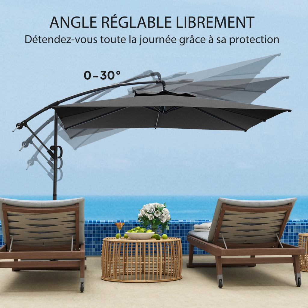 Parasole quadrato inclinabile 3x3 m ¨C zephmum ¨C grigio scuro