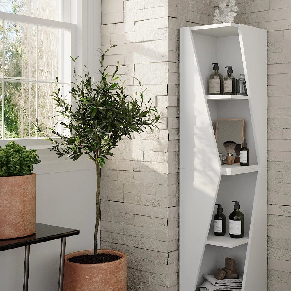 Armadio per il bagno Benno, Bianco, 31.6 x 70.5 cm con 3 ripiani, per la conservazione in bagno, combinabile con altri moduli