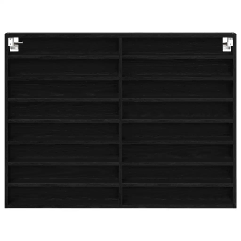 Vetrina A parete Rovere Nero 100 x 8,5 x 75 cm 869188