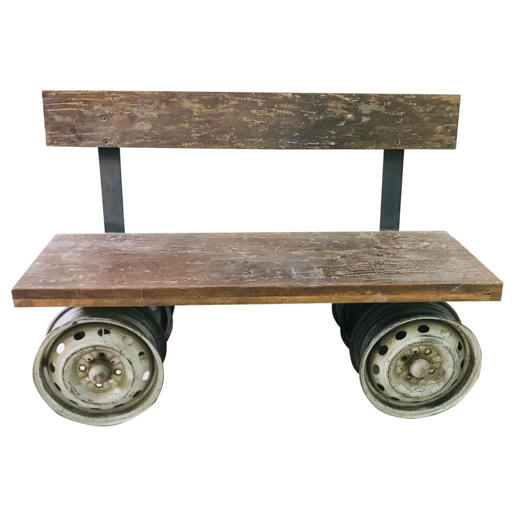 Sgabello in legno e metallo marrone 142x44x98h