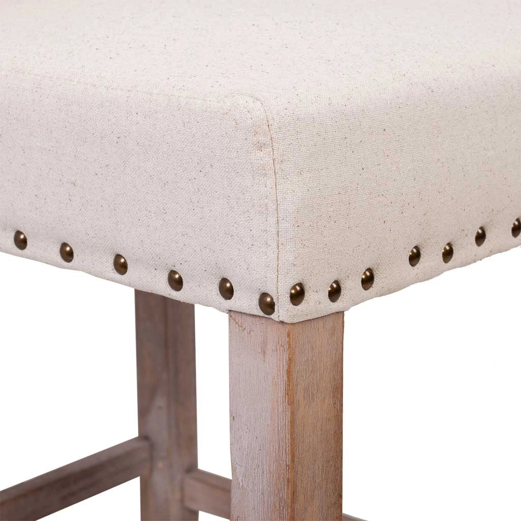 Sgabello imbottito in legno e beige 48x58x67/104h