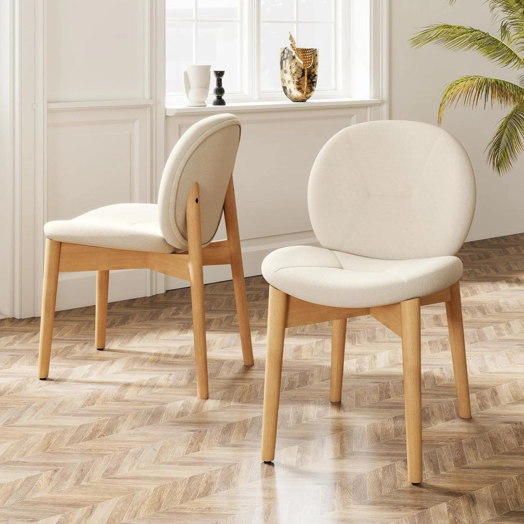 Set di 2 sedie da pranzo imbottite, da cucina, soggiorno, da pranzo, con schienale ergonomico, in legno, portata 150 kg, senza maniche, 50 x 60 x 84 cm