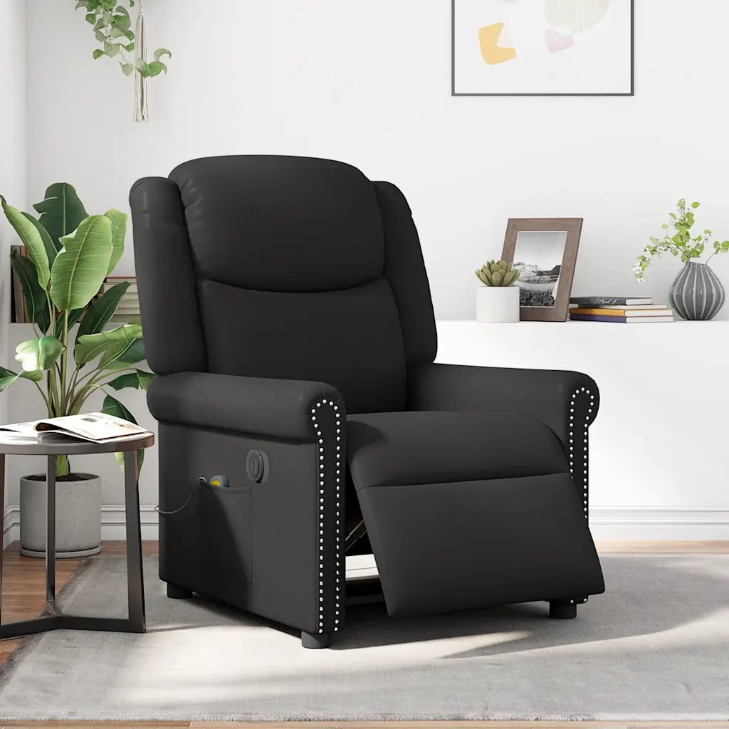 Poltrona Massaggiante Reclinabile Elettrica Nero Similpelle 3303416