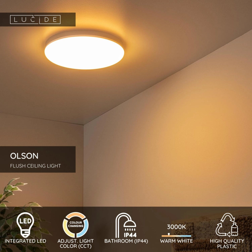 Plafoniera LED rotonda bianca CCT 24W OLSON Lucide