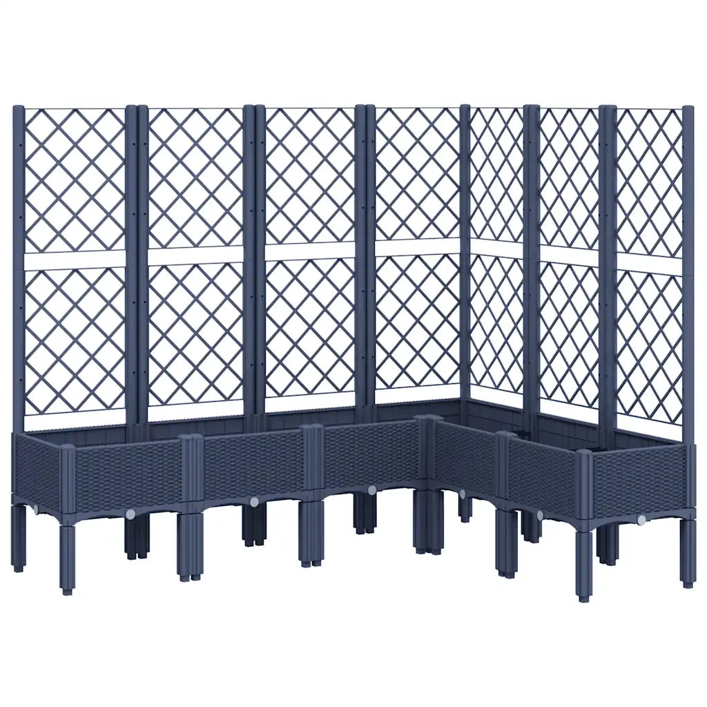 Fioriera | Cassetta per fiori | Vaso Giardino con Graticcio Grigio Blu 160x120x142 cm PP