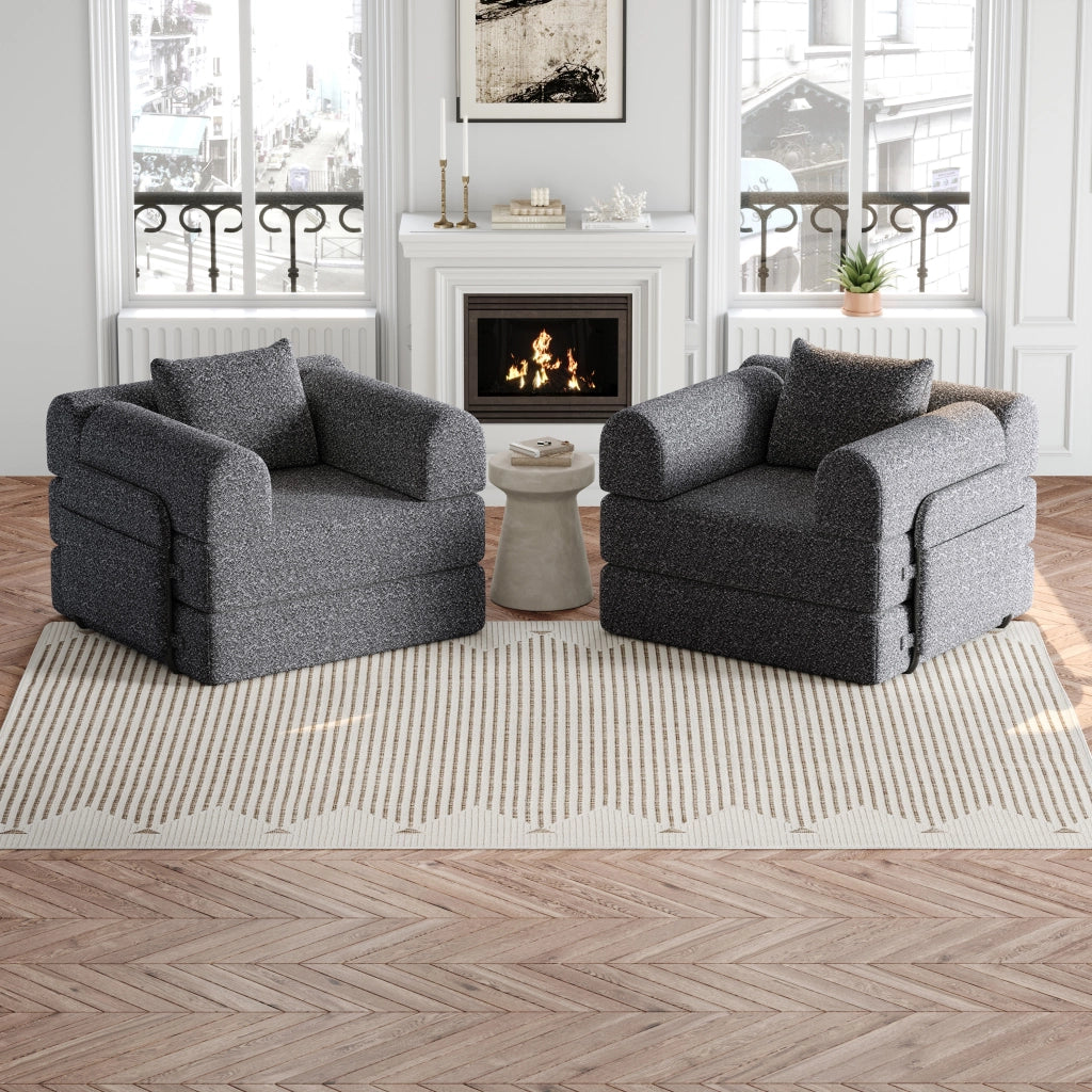 DIVANO LETTO 2-in-1 con vano bracciolo, Chenille Grigio