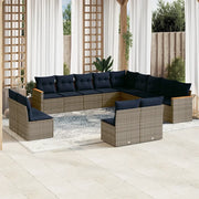Set Divani da Giardino 13 pz con Cuscini Grigio in Polyrattan 3226488