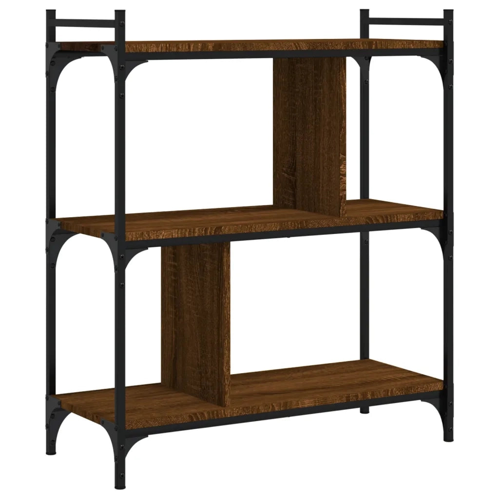 Libreria-Scaffale per Libri-Mobile di Stoccaggio Rovere Marrone 3 Ripiani 76x32x88 cm Legno Multistrato
