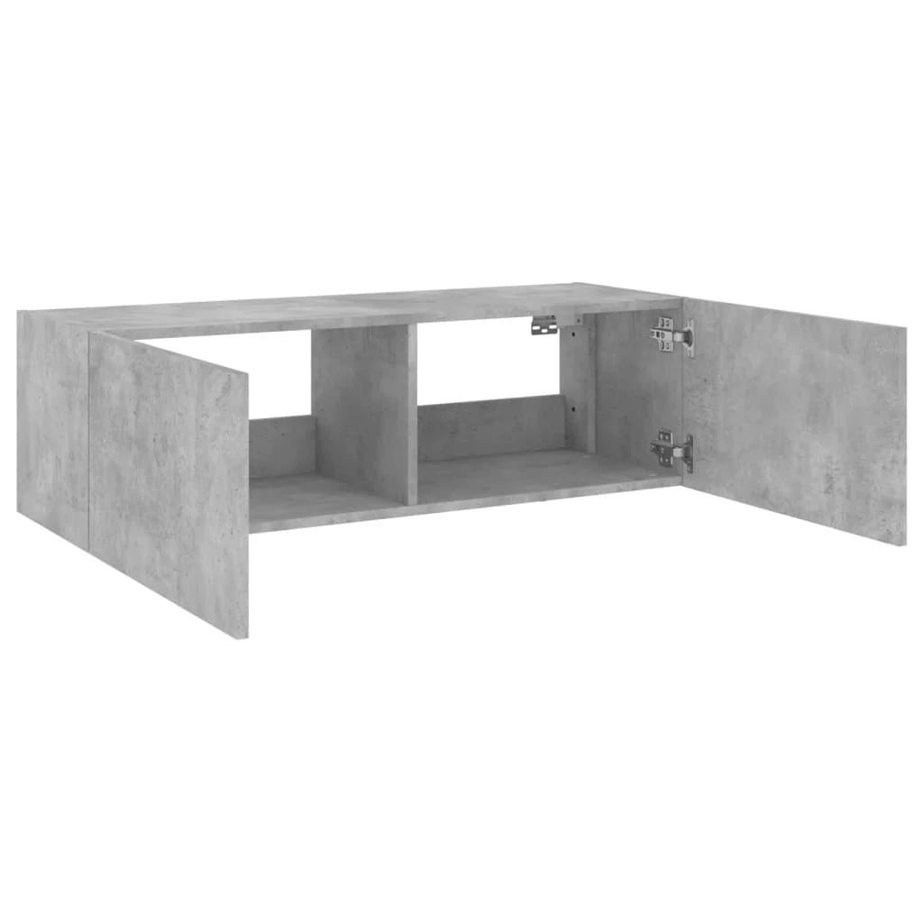 Mobile TV multimediale scaffale TV credenza mobile TV sala da pranzo soggiorno camera da letto mobile da parete con luci LED 100 x 35 x 31 cm grigio 02_0027851