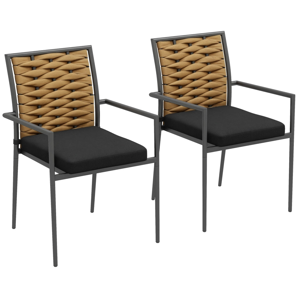 Sedia da pranzo per esterno ¨C zephmum ¨C marrone nero grigio 57x58x87cm
