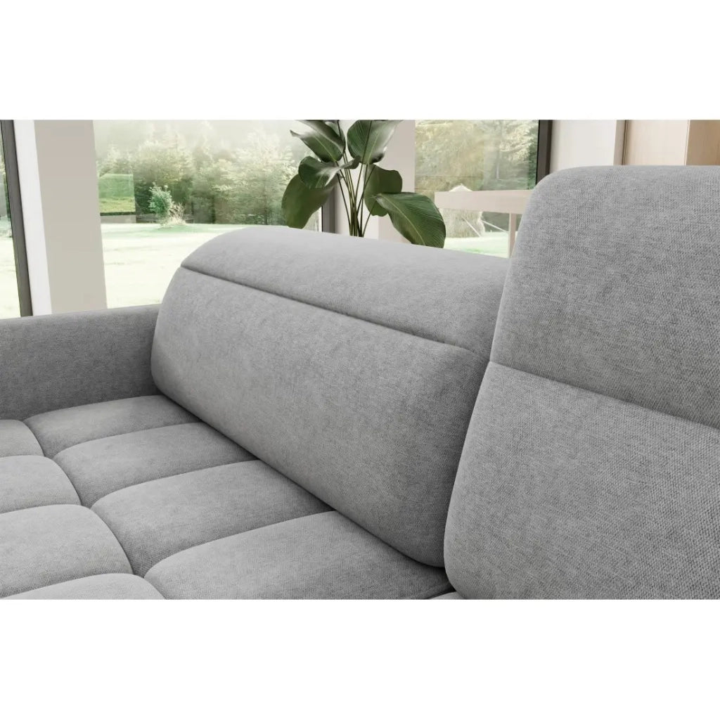 Divano angolare destro convertibile BARNEA 208 cm grigio chiaro con contenitore