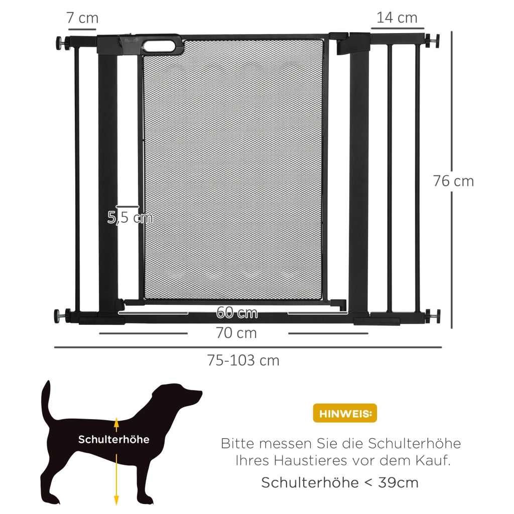 Cancelletto di sicurezza per cani e bambini con chiusura automatica e apertura in doppio senso acciaio nero