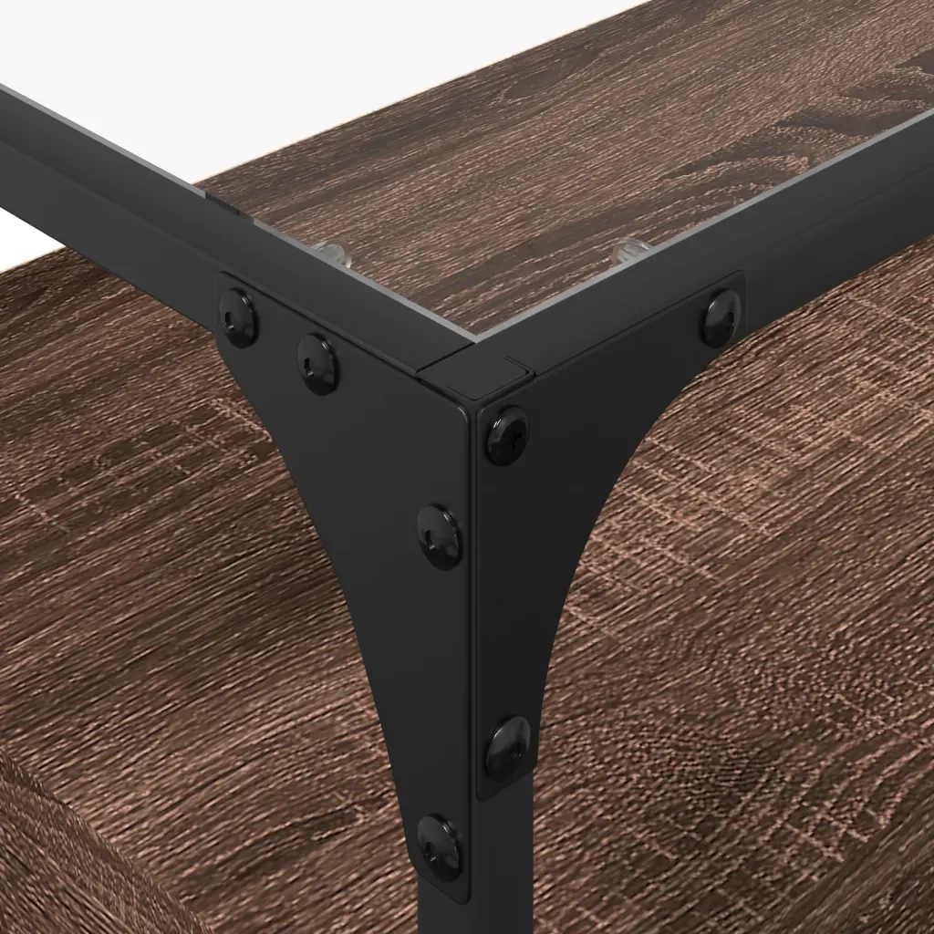 Mobile TV Piano Vetro Rovere Marrone 98x35x51 Legno Multistrato 846068